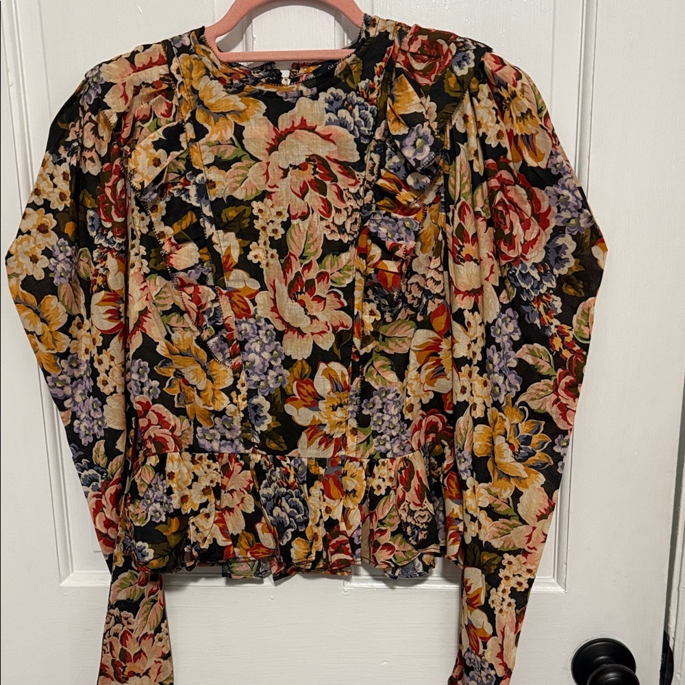 Olivaceous Floral Blouse - Black, Red, Yellow, Purple